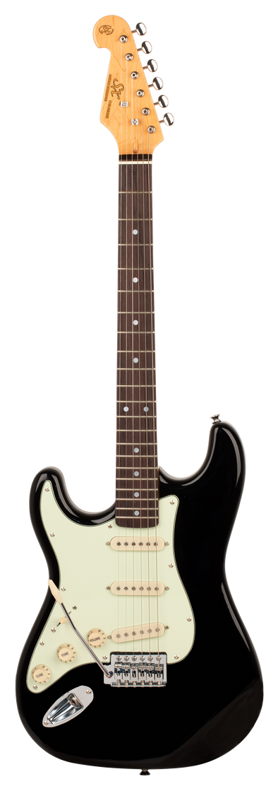 SX VES62LHB - SC Style Guitar Pack – Black – Left Hand - SX Guitar, SX Heavy Duty Padded Bag, FREE Online Lessons-Buzz Music