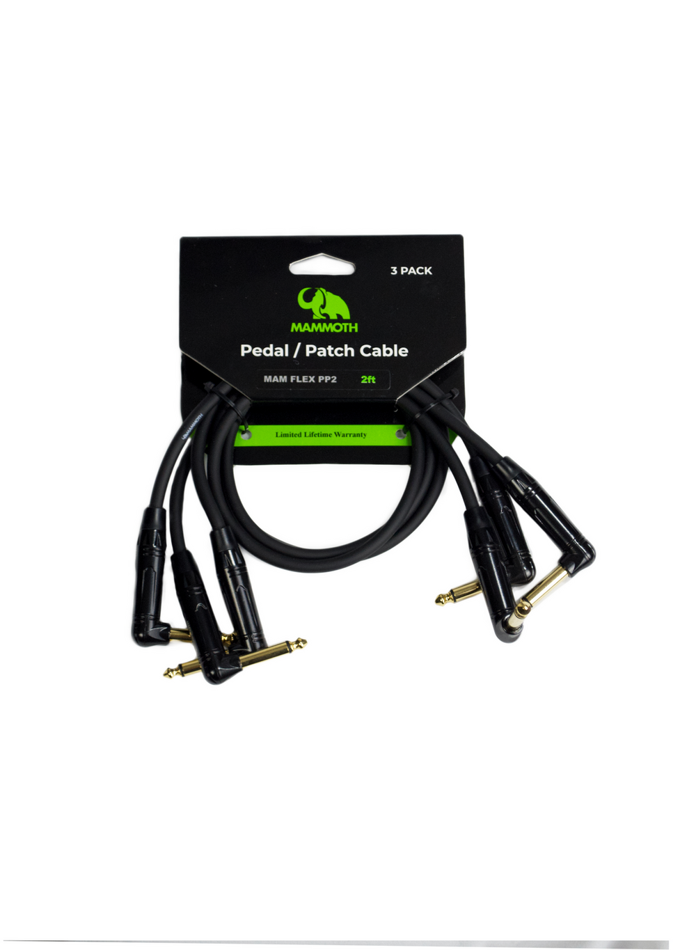 Mammoth MAM FLEX PP2, 2ft Pedal/Patch Cable, Right angle Jack to Right angle Jack