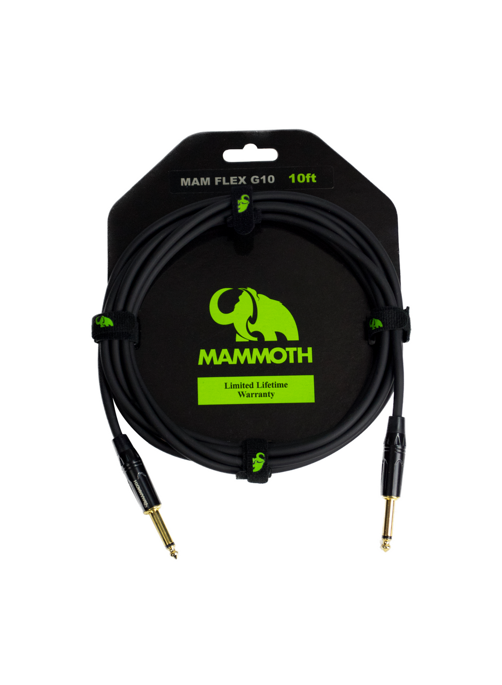 Mammoth MAM FLEX G10, 10ft Instrument Cable, Straight Jack to Straight Jack.