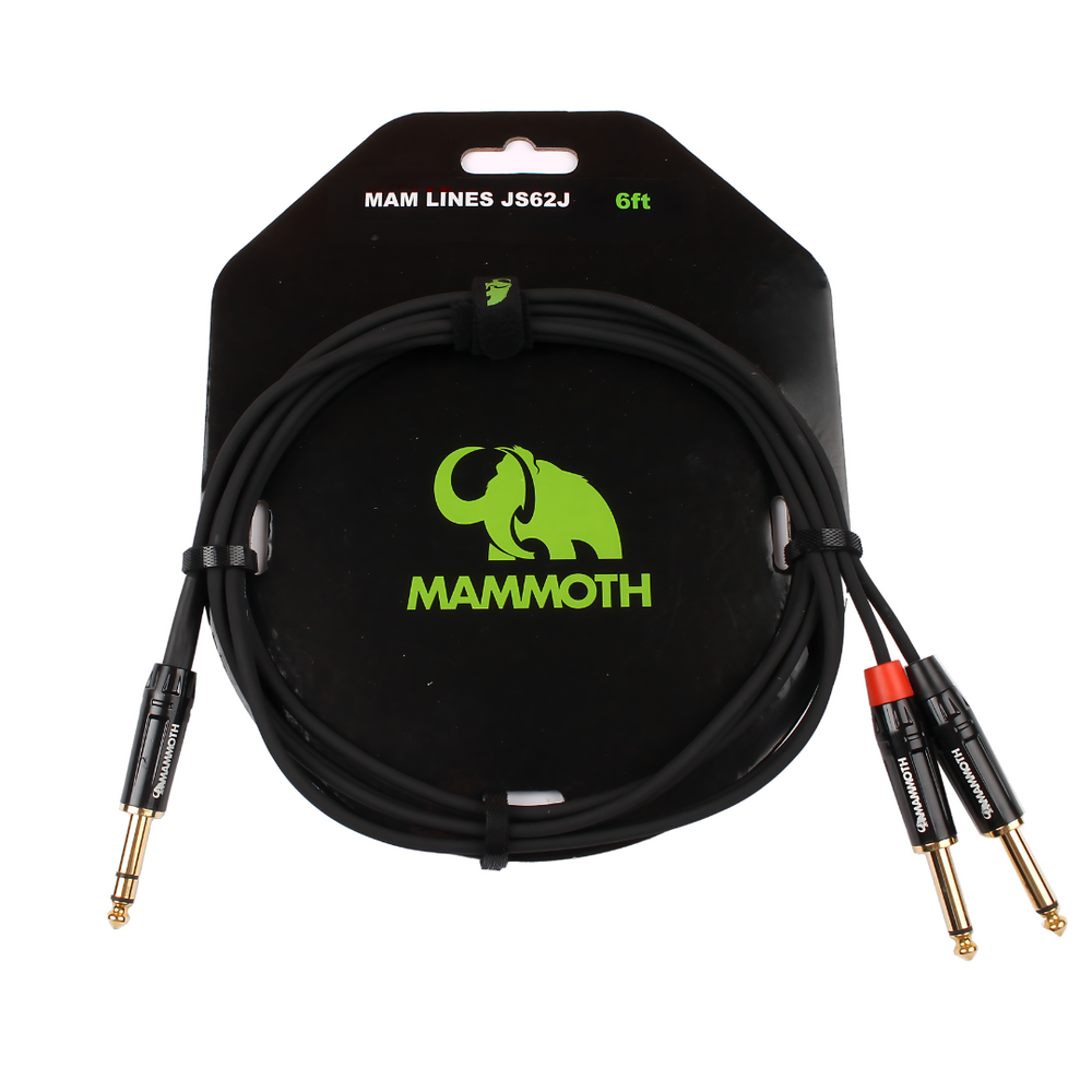 Mammoth MAM LINES JS62J, Audio Cable, 6ft, STEREO JACK TO 2 MONO JACK