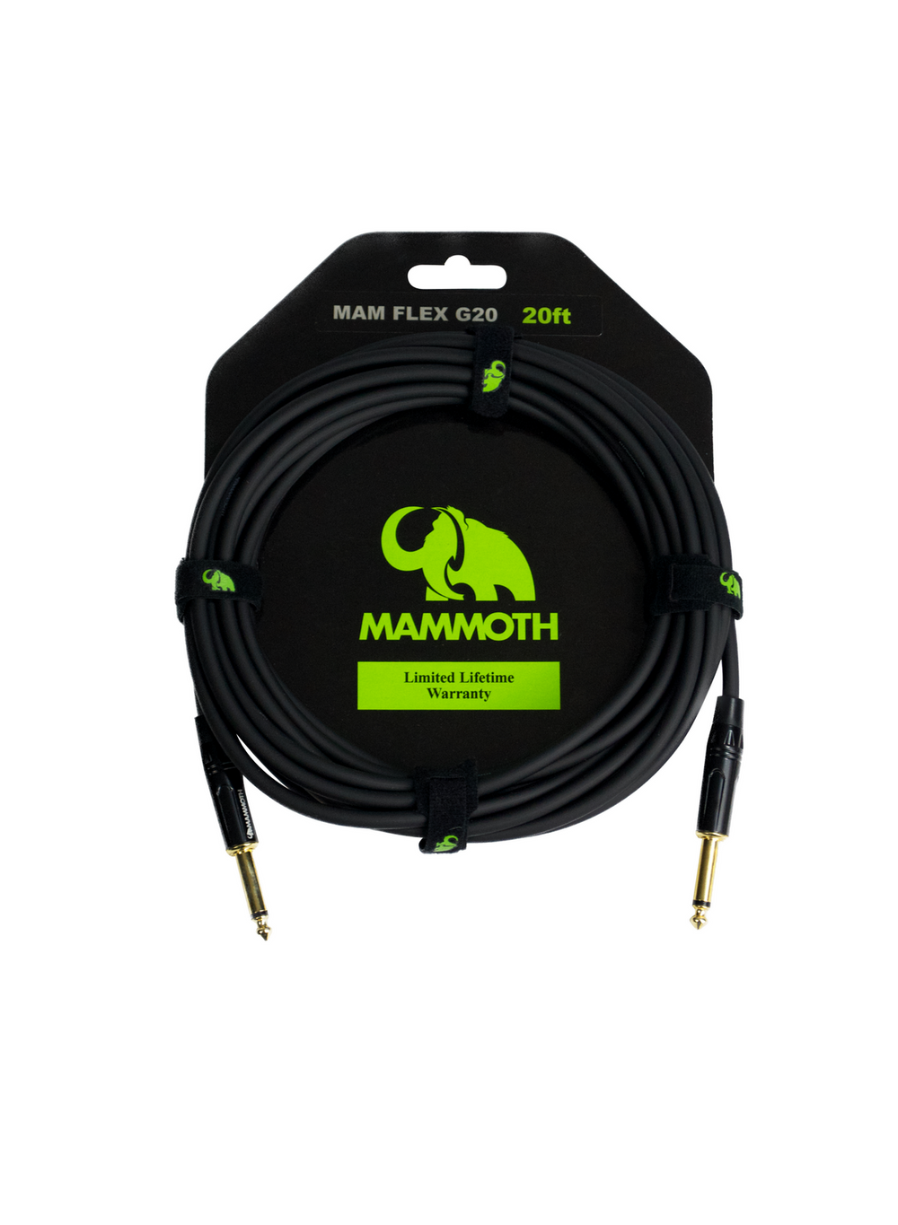 Mammoth MAM FLEX G20, 20ft Instrument Cable, Straight Jack to Straight Jack.