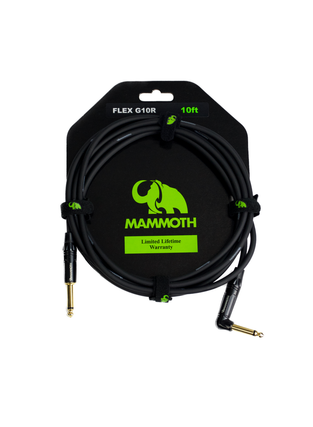Mammoth MAM FLEX G10R, 10ft Instrument Cable, Right Angle Jack to Straight Jack.