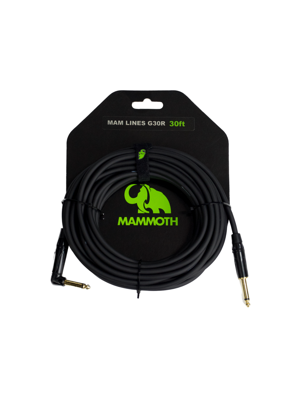 Mammoth MAM LINES G30R, 30ft Instrument Cable, Right Angle Jack to Straight Jack.