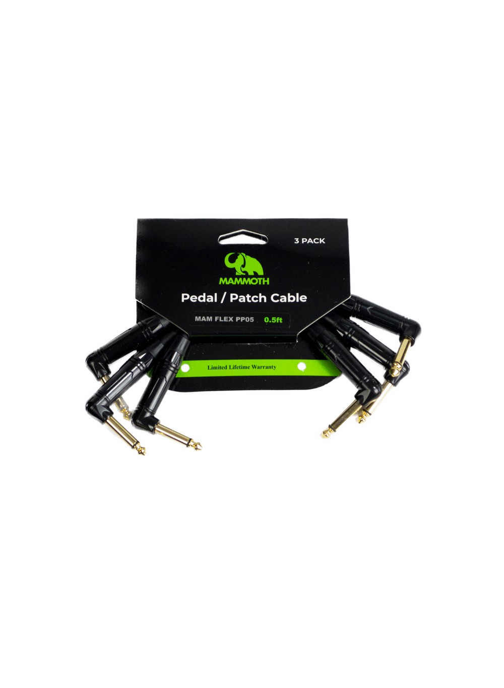 Mammoth MAM FLEX PP05, 0.5ft Pedal/Patch Cable, Right angle Jack to Right angle Jack