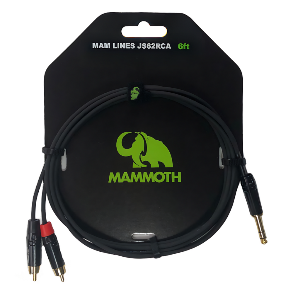 Mammoth MAM LINES JS62RCA, Audio Cable, 6ft, STEREO JACK TP 2 RCA