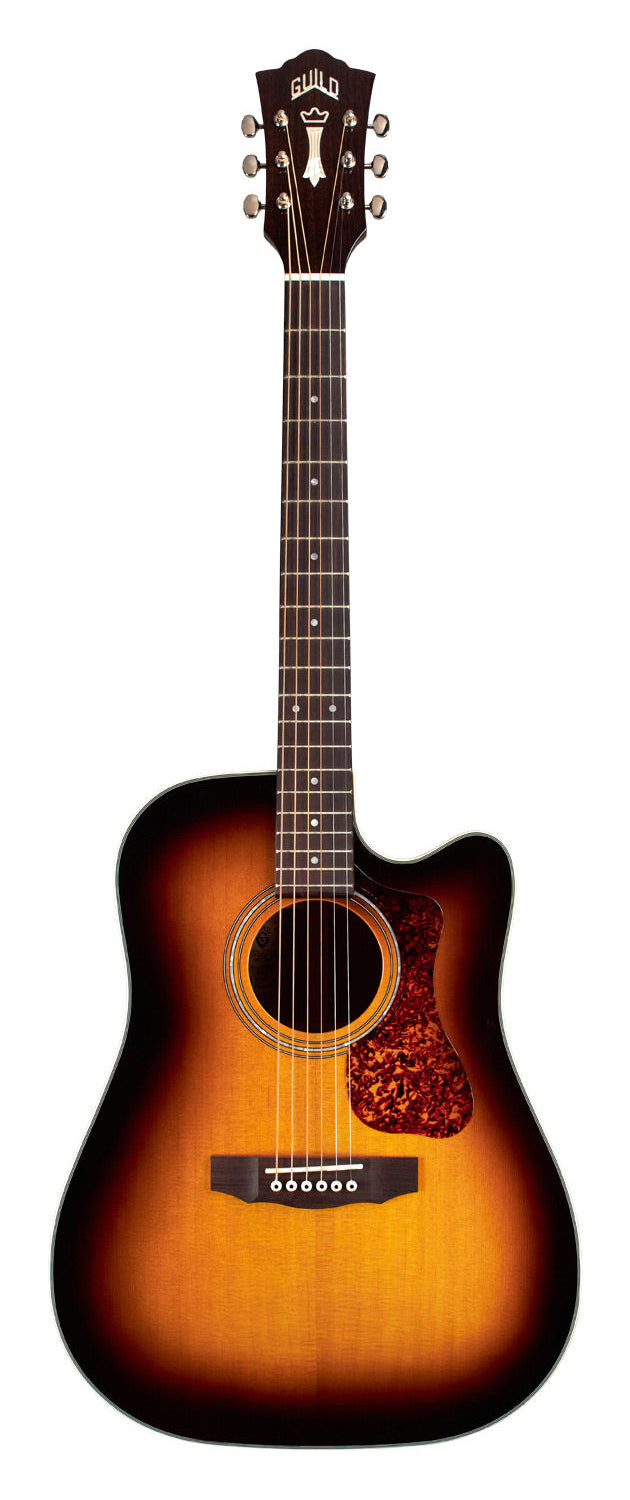 Guild D-140CE Antique Burst All Solid Acoustic Guitar with Cutaway & Pickup and Bag-Buzz Music