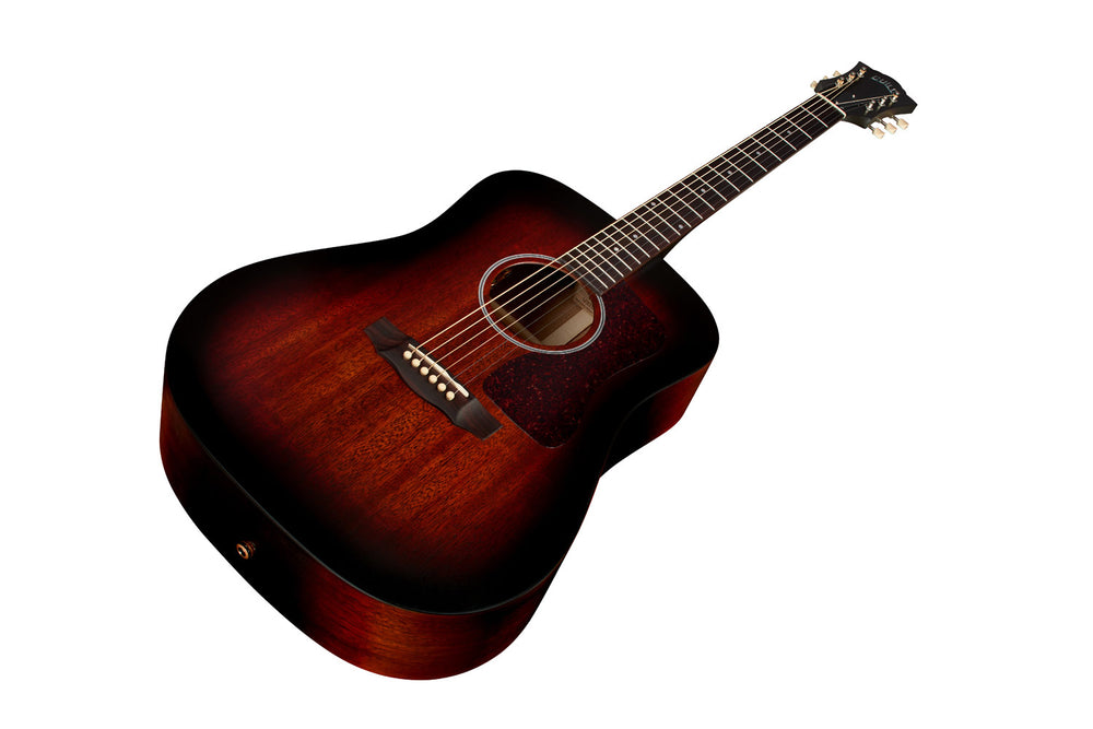 Guild D-20E Vintage Sunburst USA-Made All Mahogany Dreadnought Acoustic Guitar with Pickup and Case
