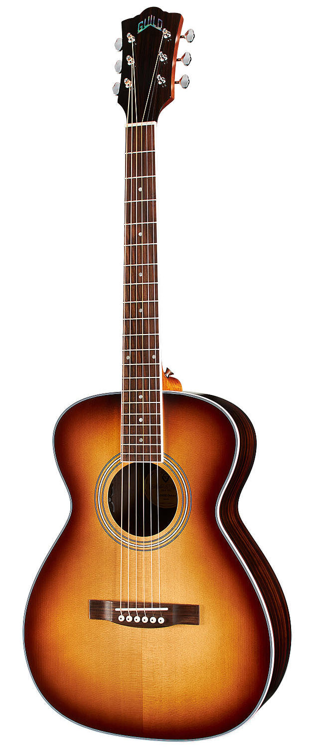 Guild M-260E Deluxe Solid Top Arched Back Acoustic Guitar with Pickup - Edge Burst with Bag-Buzz Music