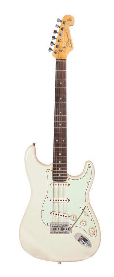 SX VES62VWH - SC Style Guitar Pack – Vintage White - SX Guitar, SX Heavy Duty Padded Bag, FREE Online Lessons-Buzz Music