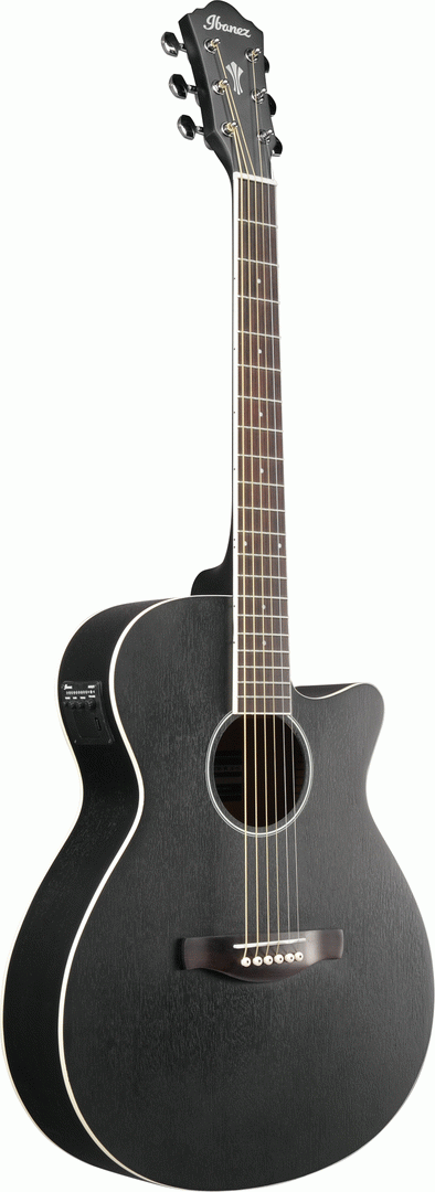 Ibanez AEG7MH Weatherd Black Open Pore Acoustic Guitar-Buzz Music