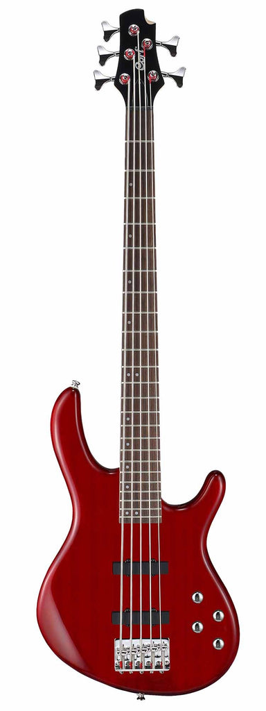 Cort ACTION V PLUS TR 5-String Bass Guitar Transparent Red-Buzz Music