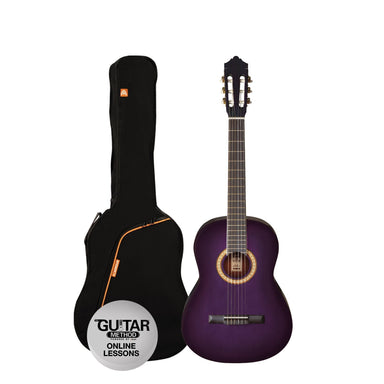 Ashton Half Size Classical Guitar Pack Transparent Purple Cg12-Buzz Music