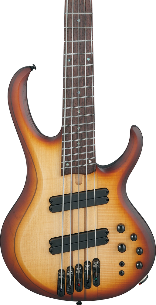 Ibanez BTB705LMNNF 5 String Electric Bass Guitar Natural Browned Burst Flat-Buzz Music