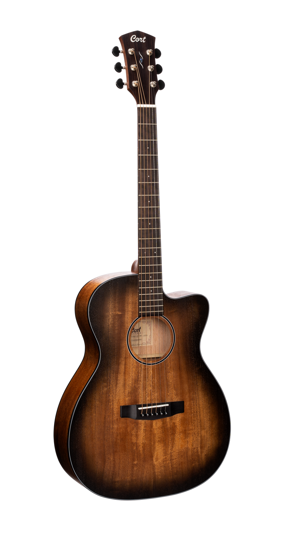 Cort CORE-OC AMH OPBB OM All Solid Mahogany Cutaway Acoustic Guitar Open Pore Black BURST with Case-Buzz Music