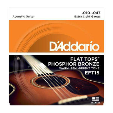 DAddario Eft15 Flat Tops Phosphor Bronze Acoustic Guitar Strings Extra Light 10 47-Buzz Music