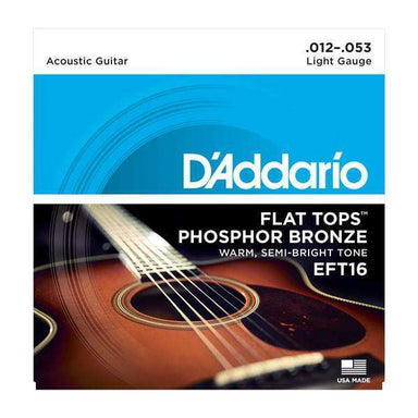 DAddario Eft16 Flat Tops Phosphor Bronze Acoustic Guitar Strings Light 12 53-Buzz Music