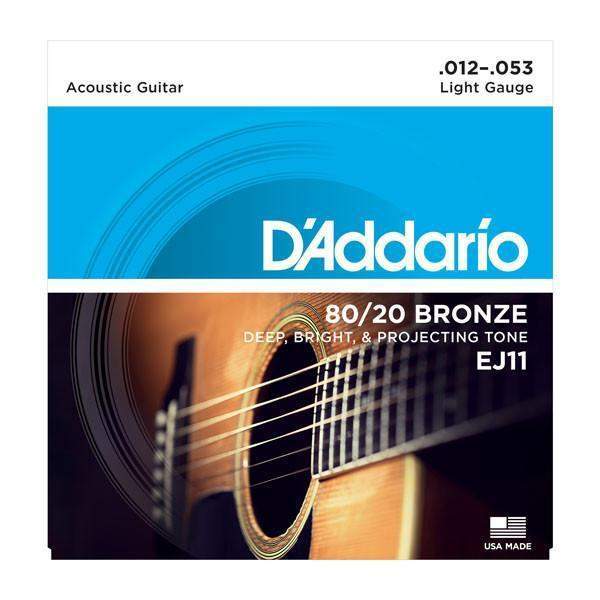 DAddario Ej11 80 20 Bronze Acoustic Guitar Strings Light 12 53-Buzz Music