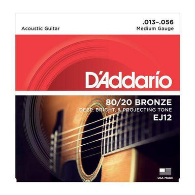 DAddario Ej12 80 12 Bronze Acoustic Guitar Strings Medium 13 56-Buzz Music