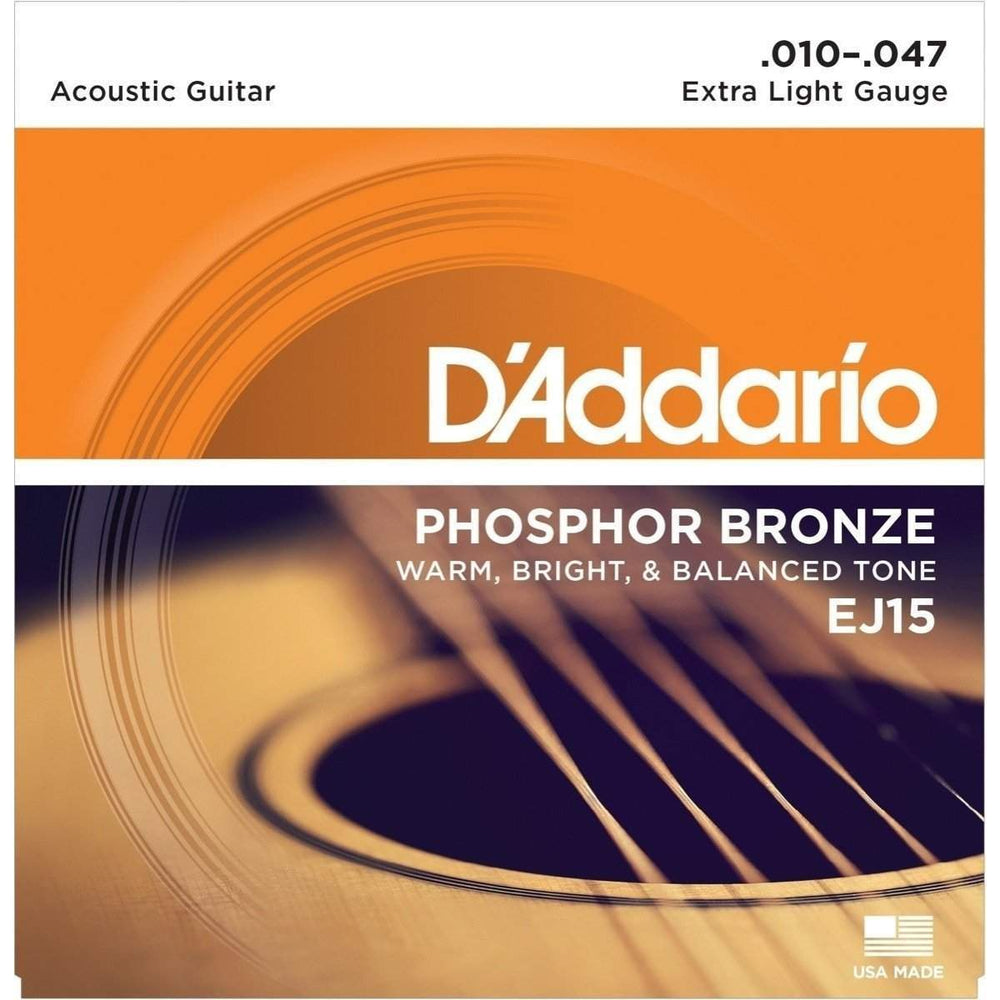 DAddario Ej15 Phosphor Bronze Acoustic Guitar Strings Extra Light 10 47-Buzz Music