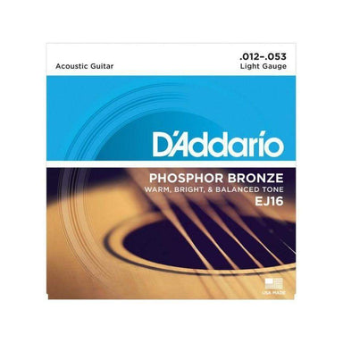 DAddario Ej16 Phosphor Bronze Acoustic Guitar Strings Light 12 53-Buzz Music