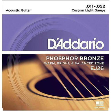 DAddario Ej26 Phosphor Bronze Acoustic Guitar Strings Custom Light 11 52-Buzz Music