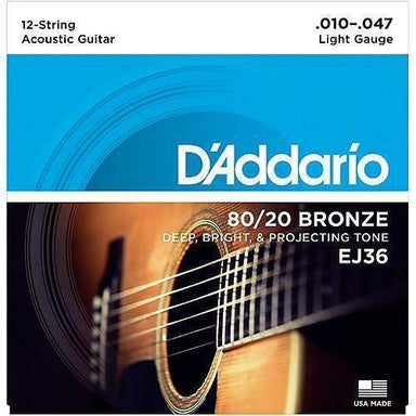 DAddario Ej36 12 String Bronze Acoustic Guitar Strings Light 10 47-Buzz Music