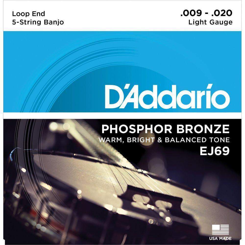 DAddario Ej69 5 String Banjo Strings Phosphor Bronze Light 9 20-Buzz Music