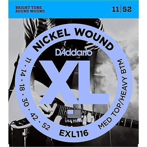 DAddario Exl116 Nickel Wound Electric Guitar Strings Medium Top Heavy Bottom 11 52-Buzz Music