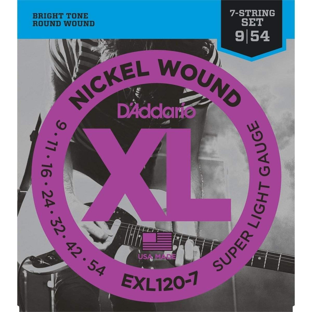 DAddario Exl120 7 Nickel Wound 7 String Electric Guitar Strings Super Light 9 54-Buzz Music