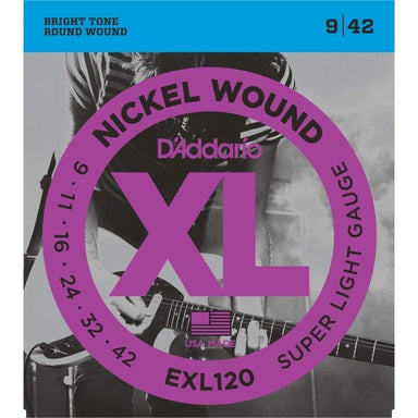 DAddario Exl120 Nickel Wound Electric Guitar Strings Super Light 9 42-Buzz Music