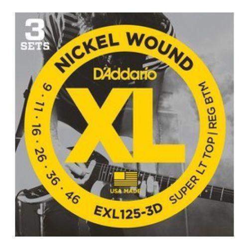 DAddario Exl125 3D Nickel Wound Electric Guitar Strings Super Light Top Regular Bottom 9 42 3 Sets-Buzz Music
