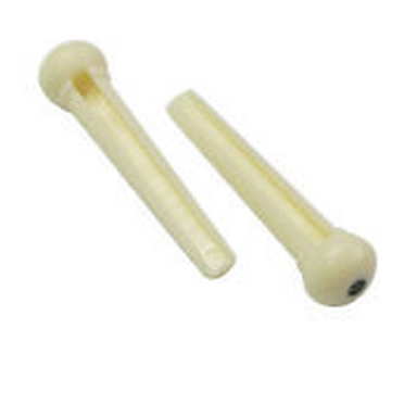 Dr Parts Bridge Pin Set Plastic Ivory With Black Dot Set Of 6-Buzz Music