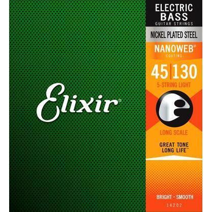 Elixir Bass Guitar Strings Nanoweb Light 45 130 5 String-Buzz Music