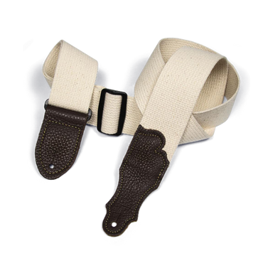 Franklin 2 Inch Natural Cotton Strap with Pebbled Chocolate Glove Leather End Tab-Buzz Music