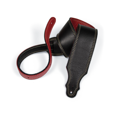 Franklin 2.5 Inch 3-Ply Reversible Glove Leather Strap Black / Red-Buzz Music