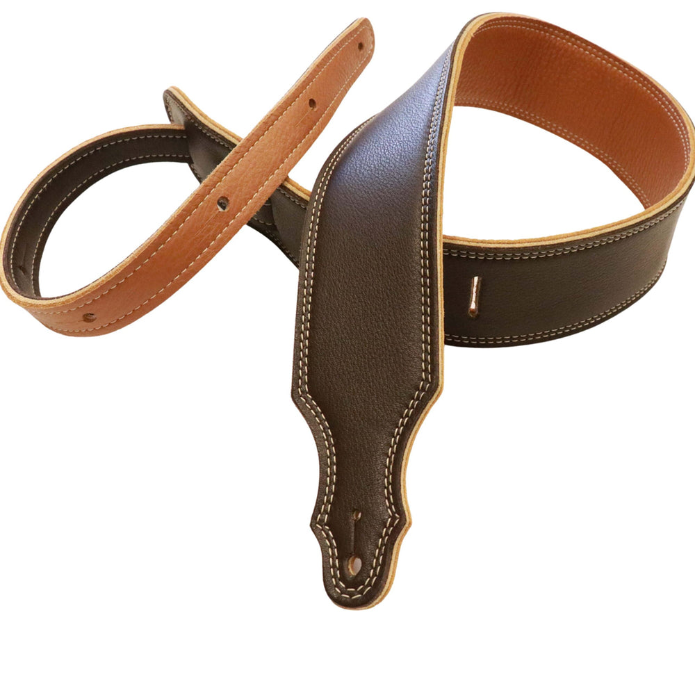 Franklin 2.5 Inch 3-Ply Reversible Glove Leather Strap Chocolate / Gold-Buzz Music