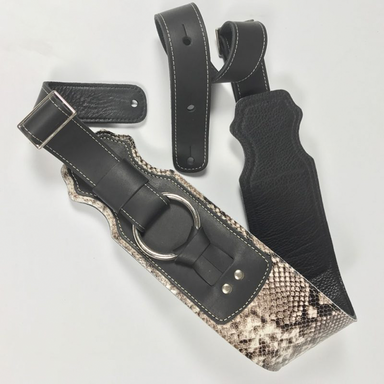 Franklin 3.5 Inch Snake Skin/Black Glove Leather Ring Bass Guitar Strap-Buzz Music