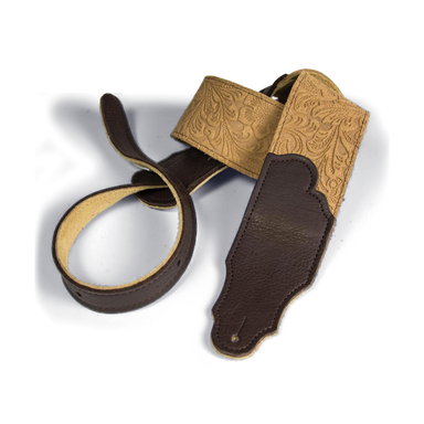 Franklin 2.5 Inch Embossed Suede/Chocolate End Tab Strap-Buzz Music