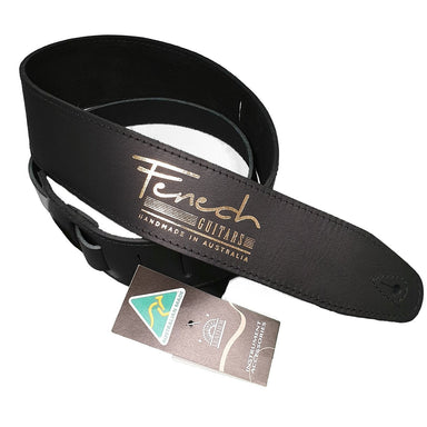 Fenech Branded Australian Leather Guitar Strap Black-Buzz Music