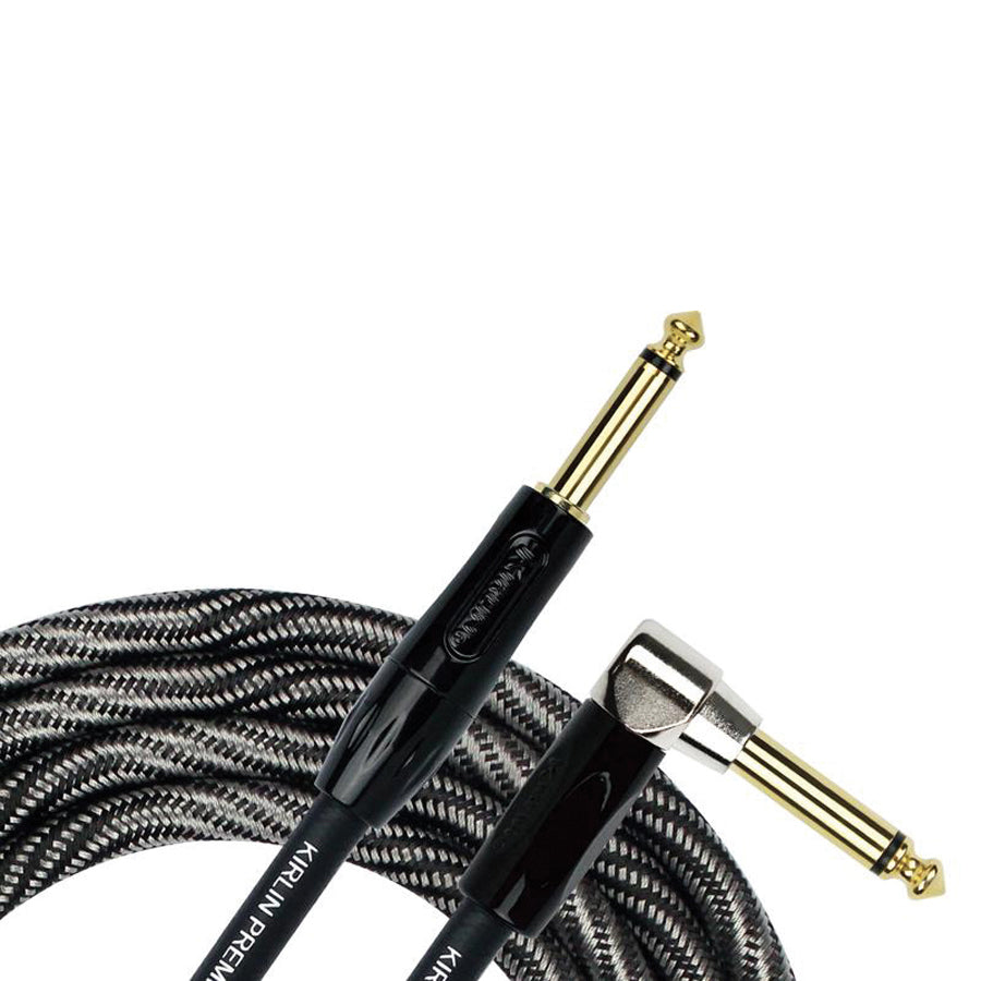Kirlin IWB202WBW 10ft Premium Plus Wave Black Instrument Cable RA - Straight-Buzz Music