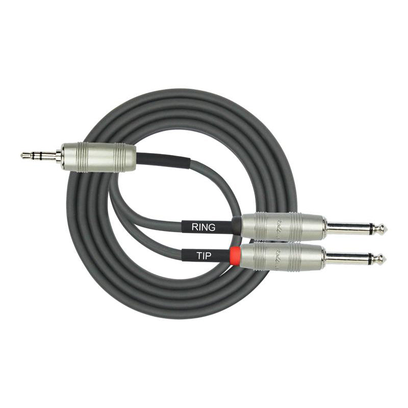 Kirlin KY362-10 Mono Signal 10Ft Cable 3.5mm TRS - 2 x 6.5mm-Buzz Music