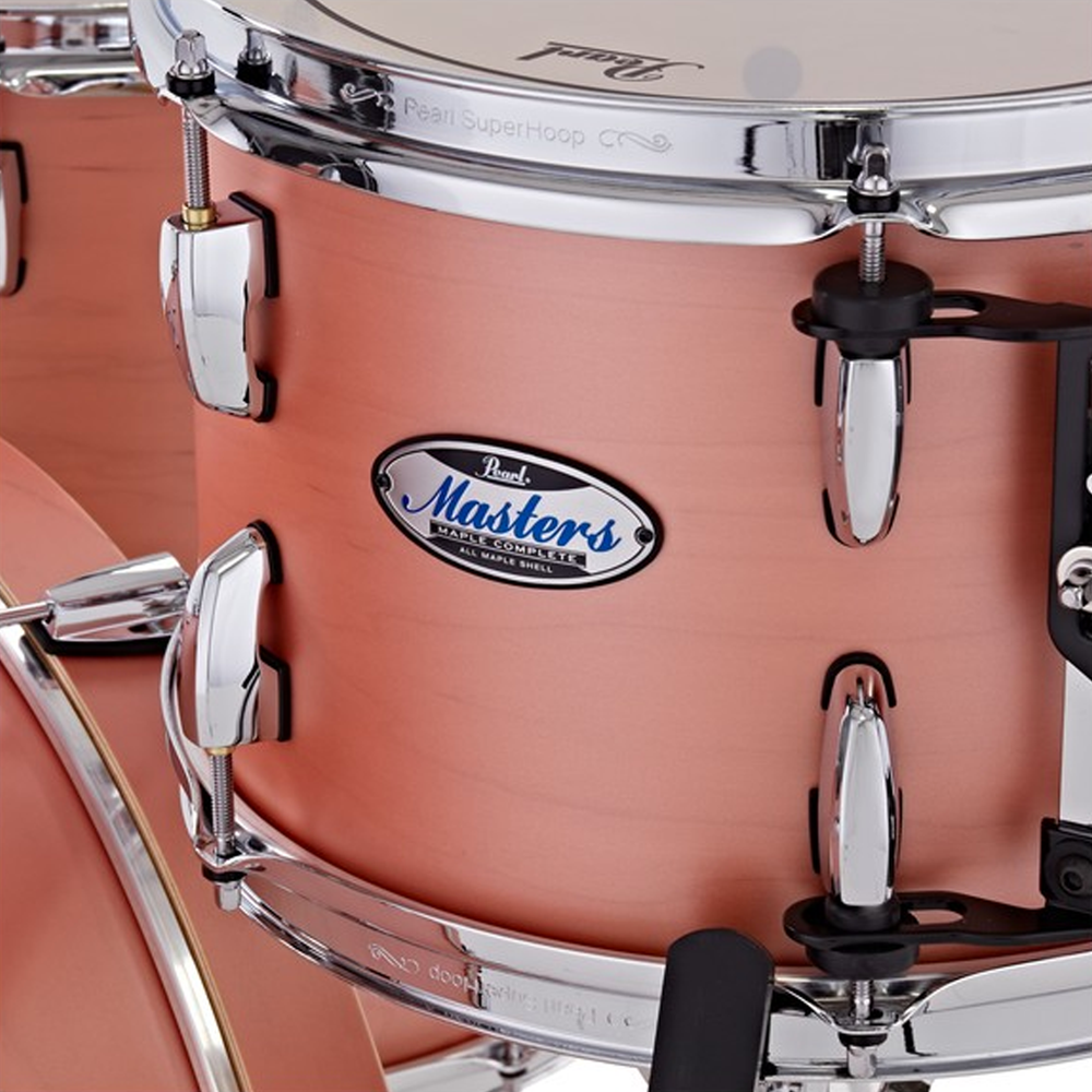Pearl Masters Maple Complete 22 Inch Fusion Plus 4 Piece Shell Pack Satin Sakura Coral-Buzz Music