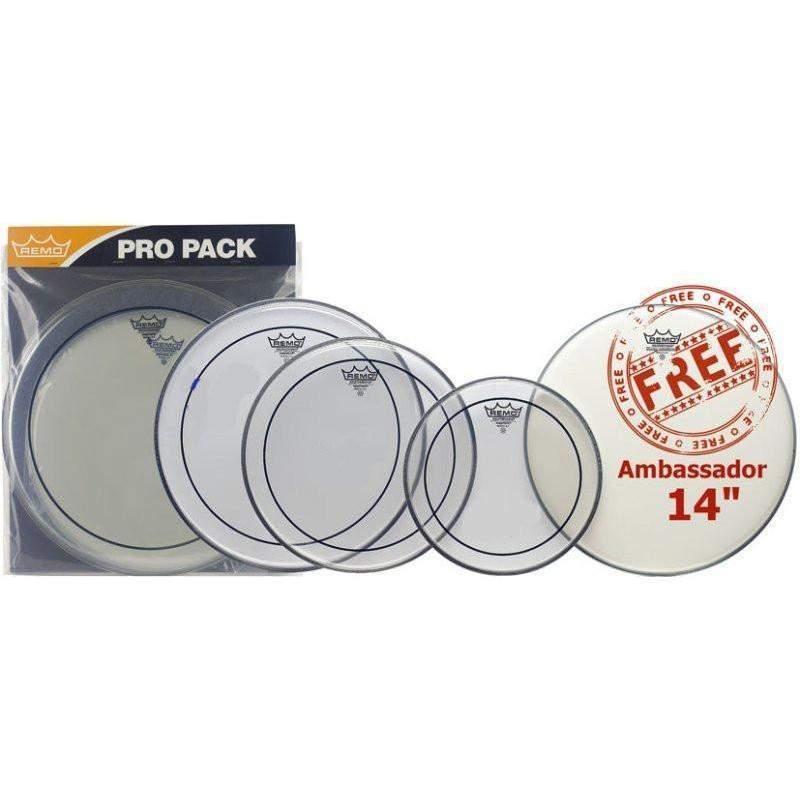 Remo Pinstripe Clear Drum Head Clear Pro Fusion Pack with Ambassador Hd-Buzz Music