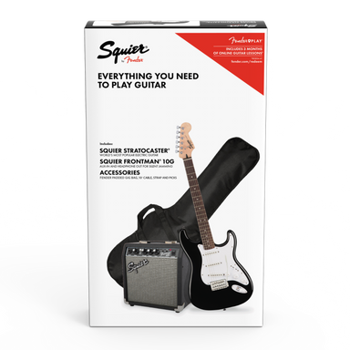 Squier Stratocaster Pack Laurel Fingerboard Black Gig Bag 10G 240V Au-Buzz Music