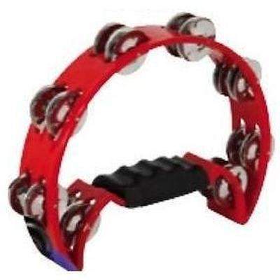 Tambourine Double Half Moon 10 Prs Nkl Dbl Row Red-Buzz Music