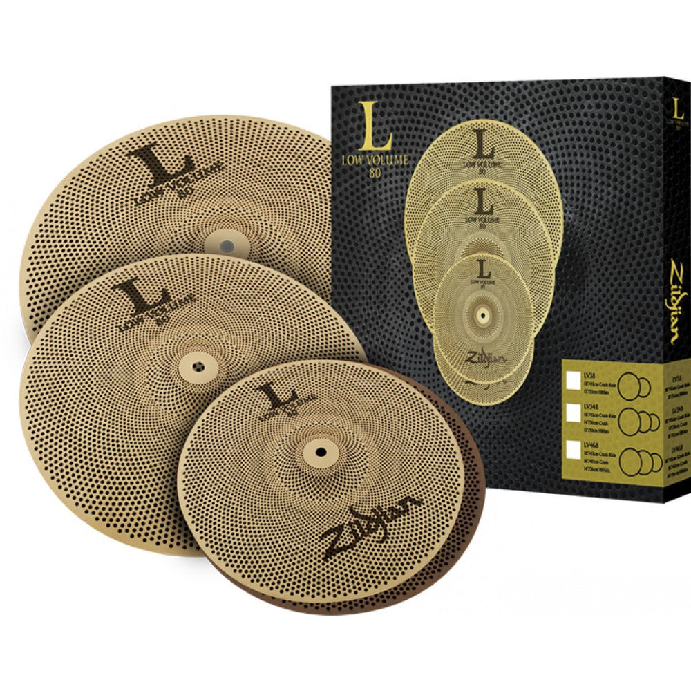 Zildjian Lv468 Low Volume Cymbal Set 3 Pack 14 Inch Hats 16 Inch Crash & 18 Inch Ride-Buzz Music